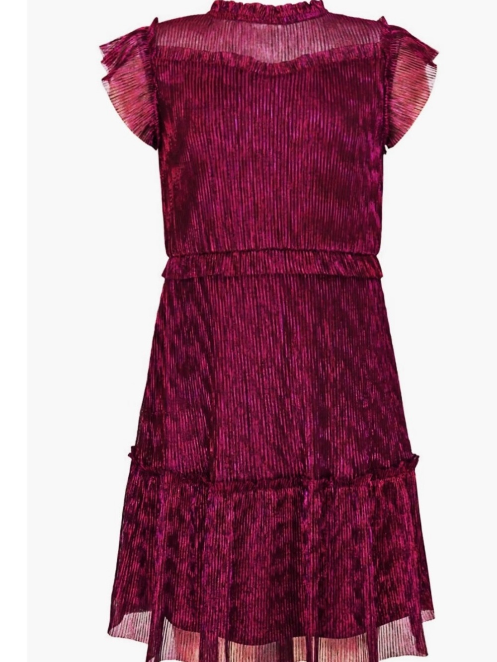Zunie Plum Pleated Ruffle Dress